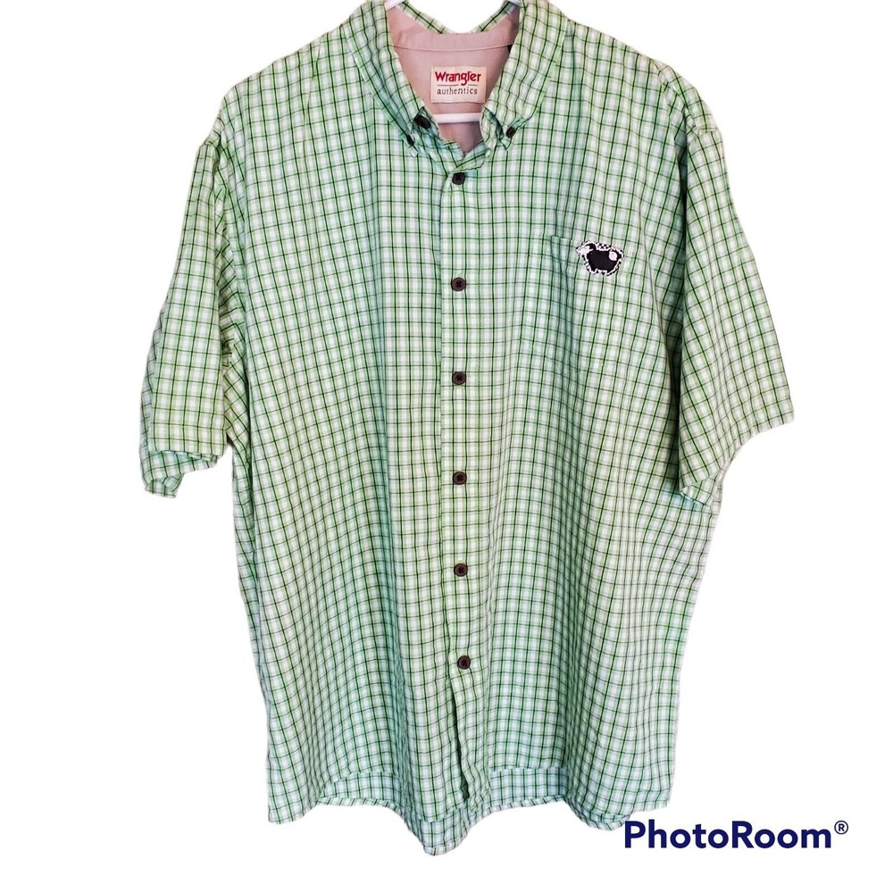 Wrangler Authentic Men's Short Sleeved Checkered Sz XL Shirt